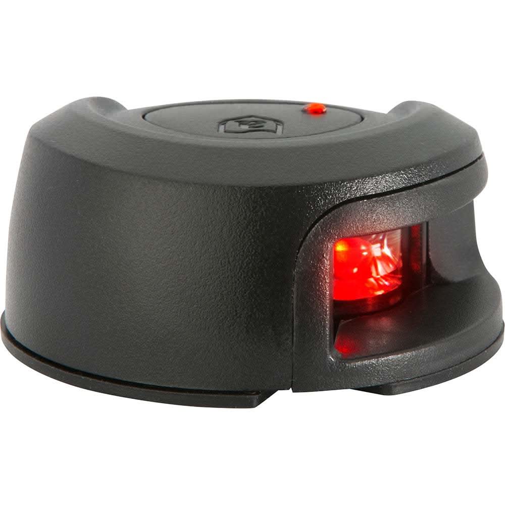 LightArmor Deck Mount black composite port navigation light with red LED, 2NM visibility, corrosion and water-resistant design