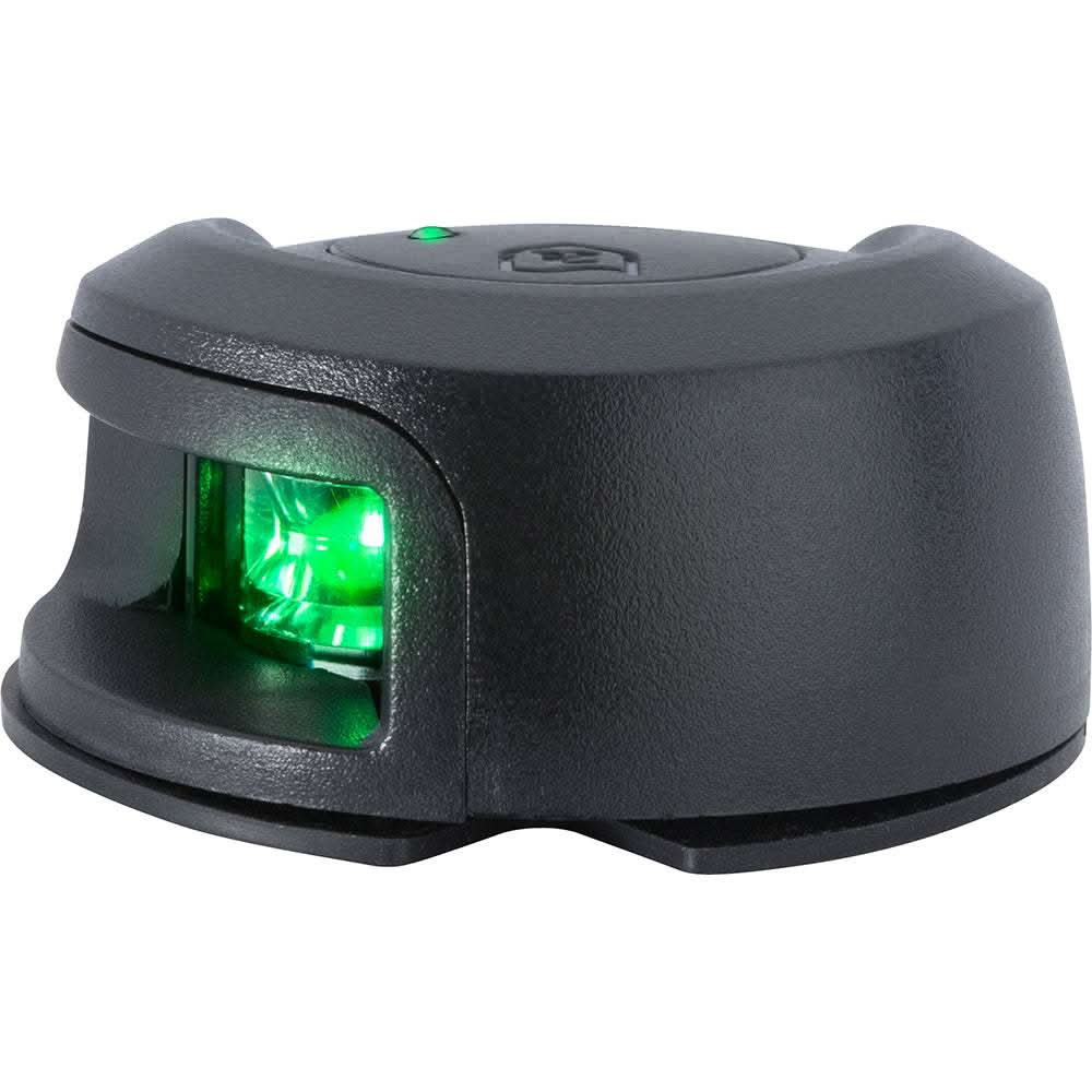 Attwood LightArmor black composite deck mount starboard navigation light with green LED and 2NM visibility
