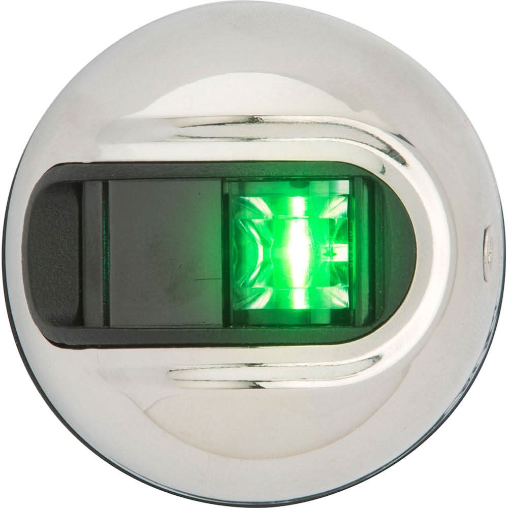 Attwood LightArmor stainless steel vertical starboard navigation light green 2NM surface mount