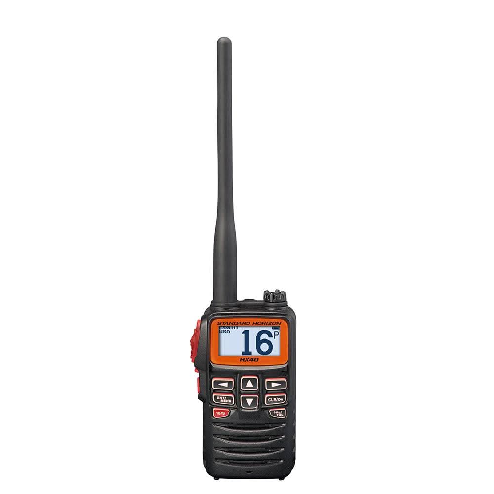 Standard Horizon HX40 handheld compact marine VHF transceiver with 6W power and FM radio