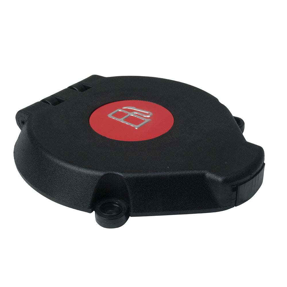 Perko vented flip top cap in black polymer for 1-1/2 inch hose with integral tank vent and flame arrestor