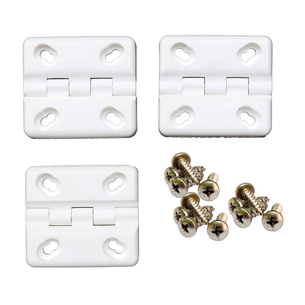 3-pack Cooler Shield Replacement Hinges for Coleman and Rubbermaid coolers with stainless steel screws