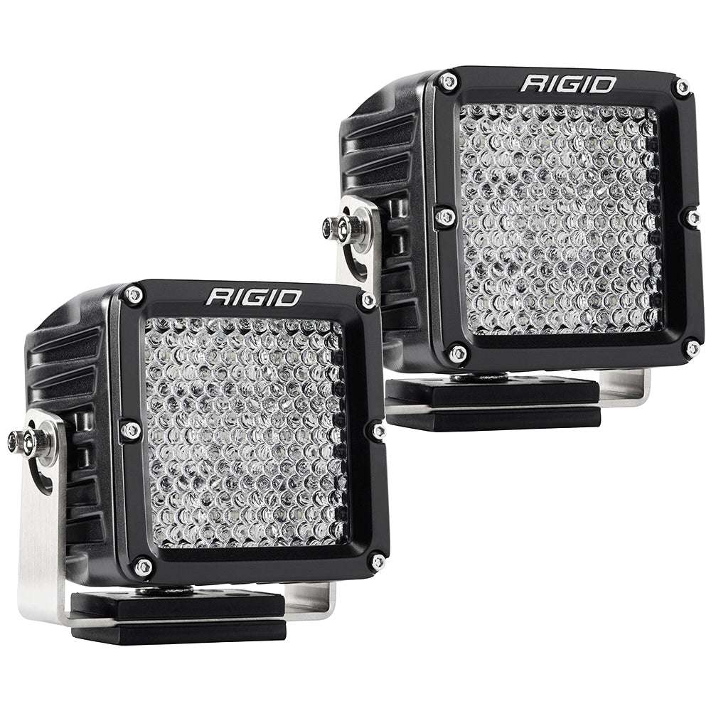Pair of Rigid Industries D-XL PRO diffused black LED off-road lights with stainless steel mounting hardware