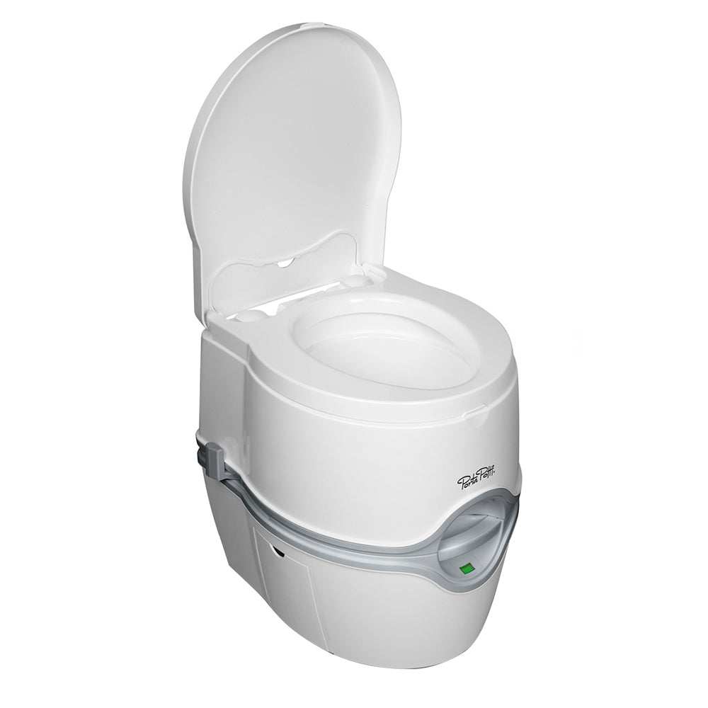 Thetford Porta Potti 565E Curve portable toilet with battery flush and sleek high-profile design