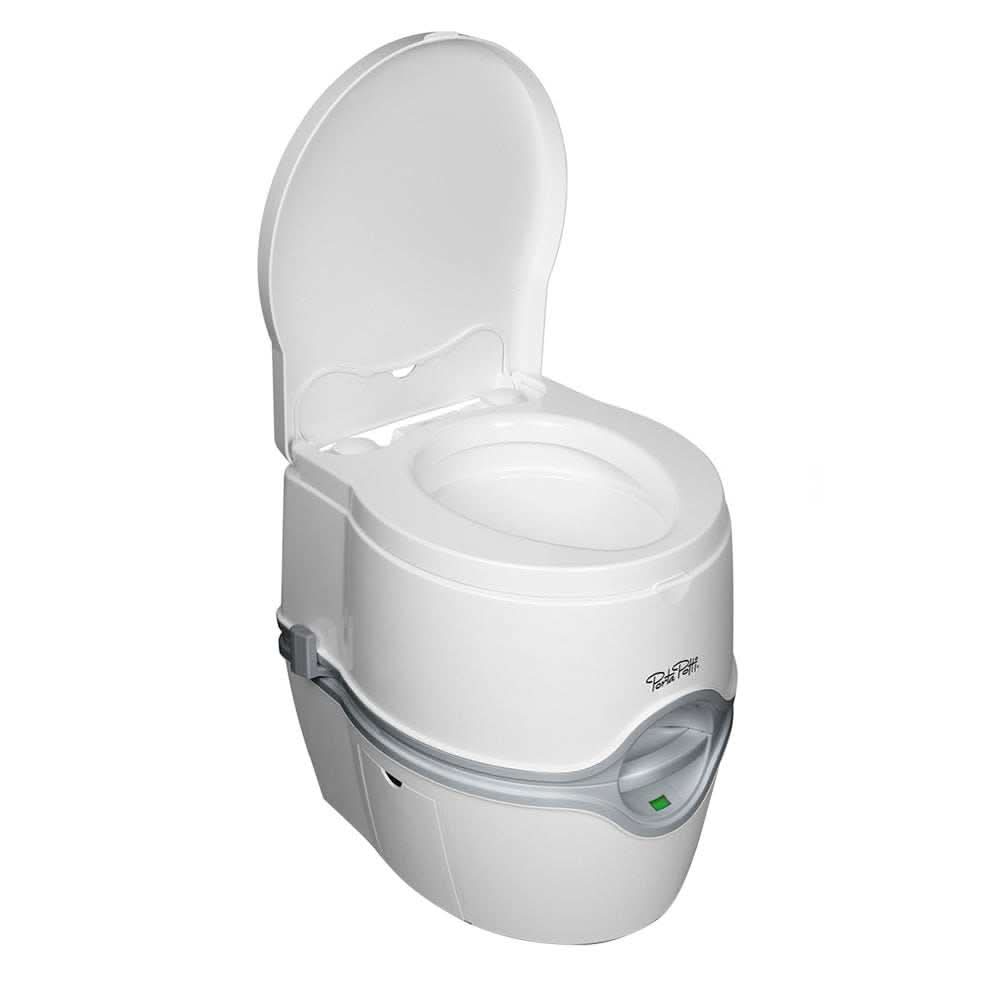 Thetford Porta Potti 565E Curve portable toilet with battery flush and sleek high-profile design
