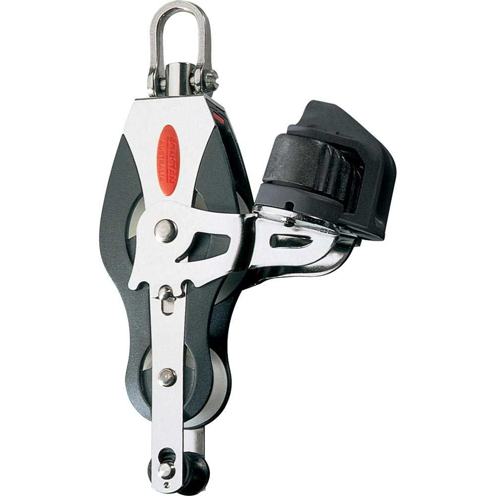Ronstan Series 40 All Purpose Block with fiddle, becket, and cleat in black and stainless steel