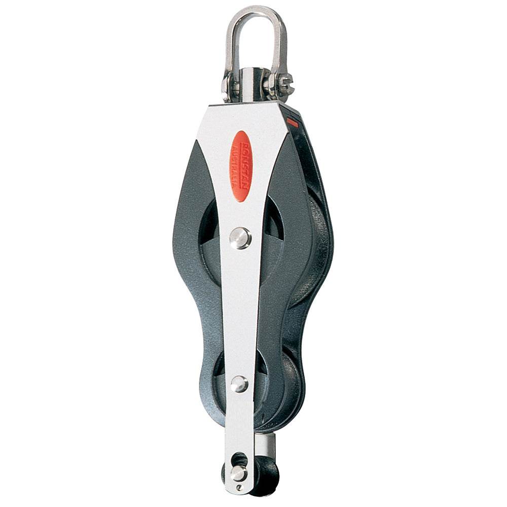 Ronstan Series 40 Ball Bearing Block with captive lock universal head and removable becket pin for mainsheet and halyard control.