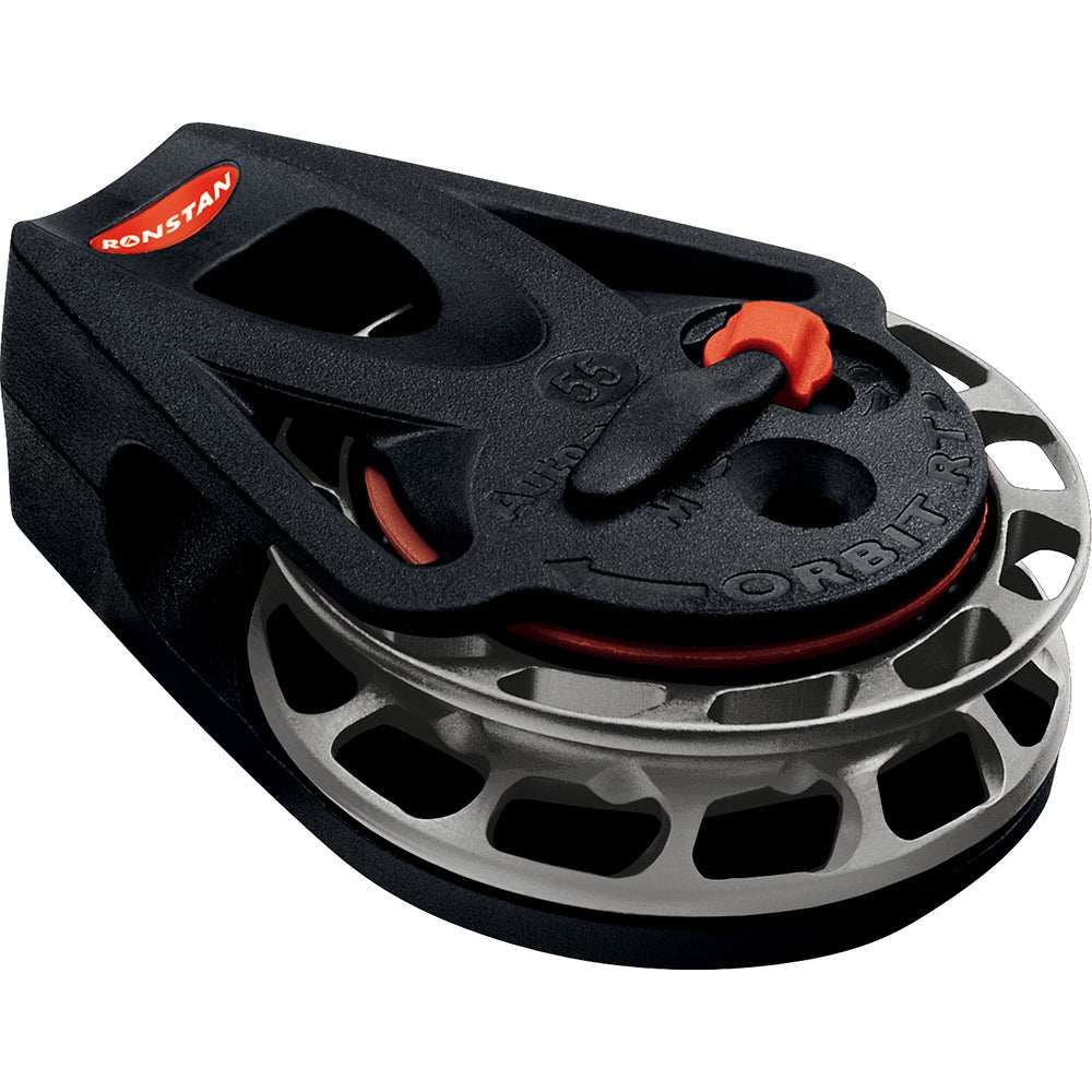 Ronstan Series 55 ratchet orbit block cheek clockwise rotation with high holding power and anodized aluminum sheave