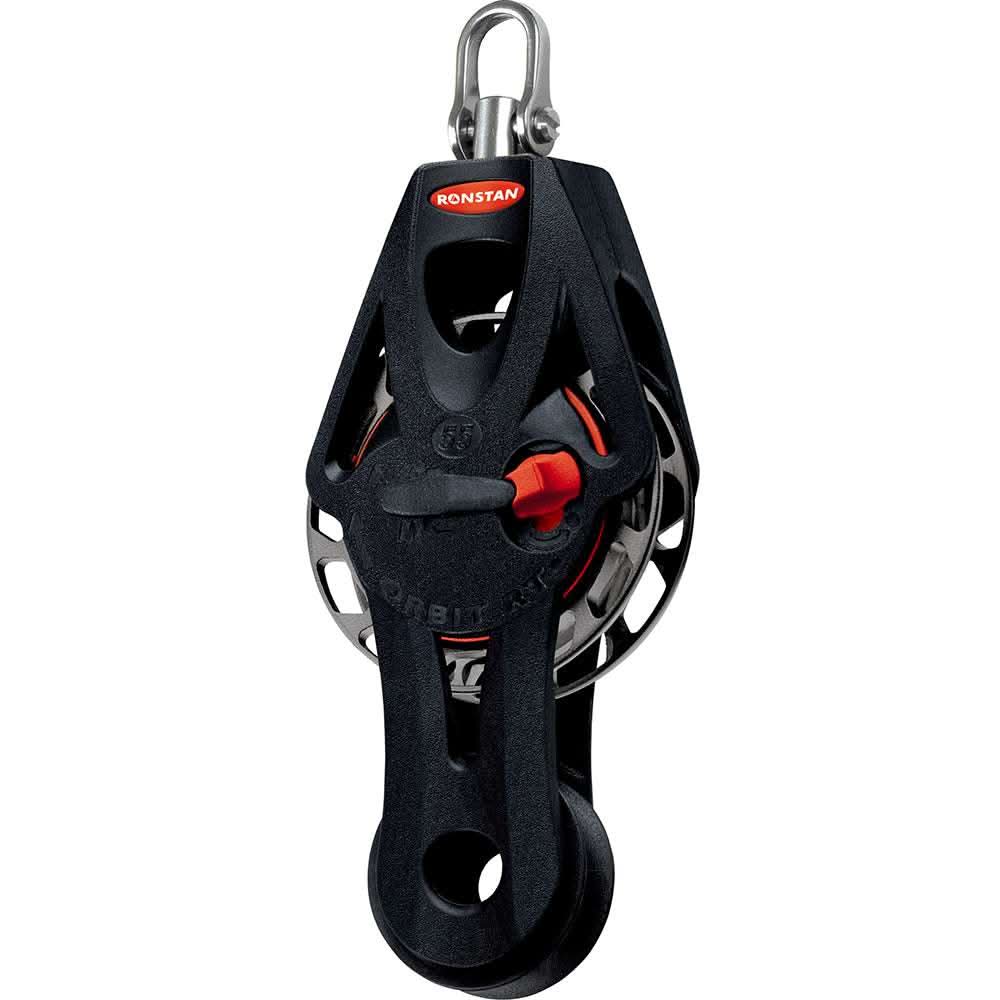 Ronstan Series 55 Ratchet Mount Orbit Block with Fiddle Becket Swivel for high performance cleating and smooth sheet easing