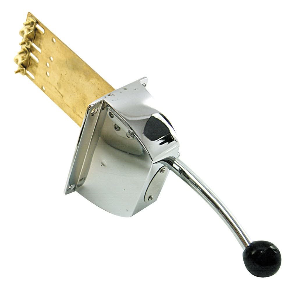 Whitecap single engine control lever for clutch or throttle with chrome plating and brass components