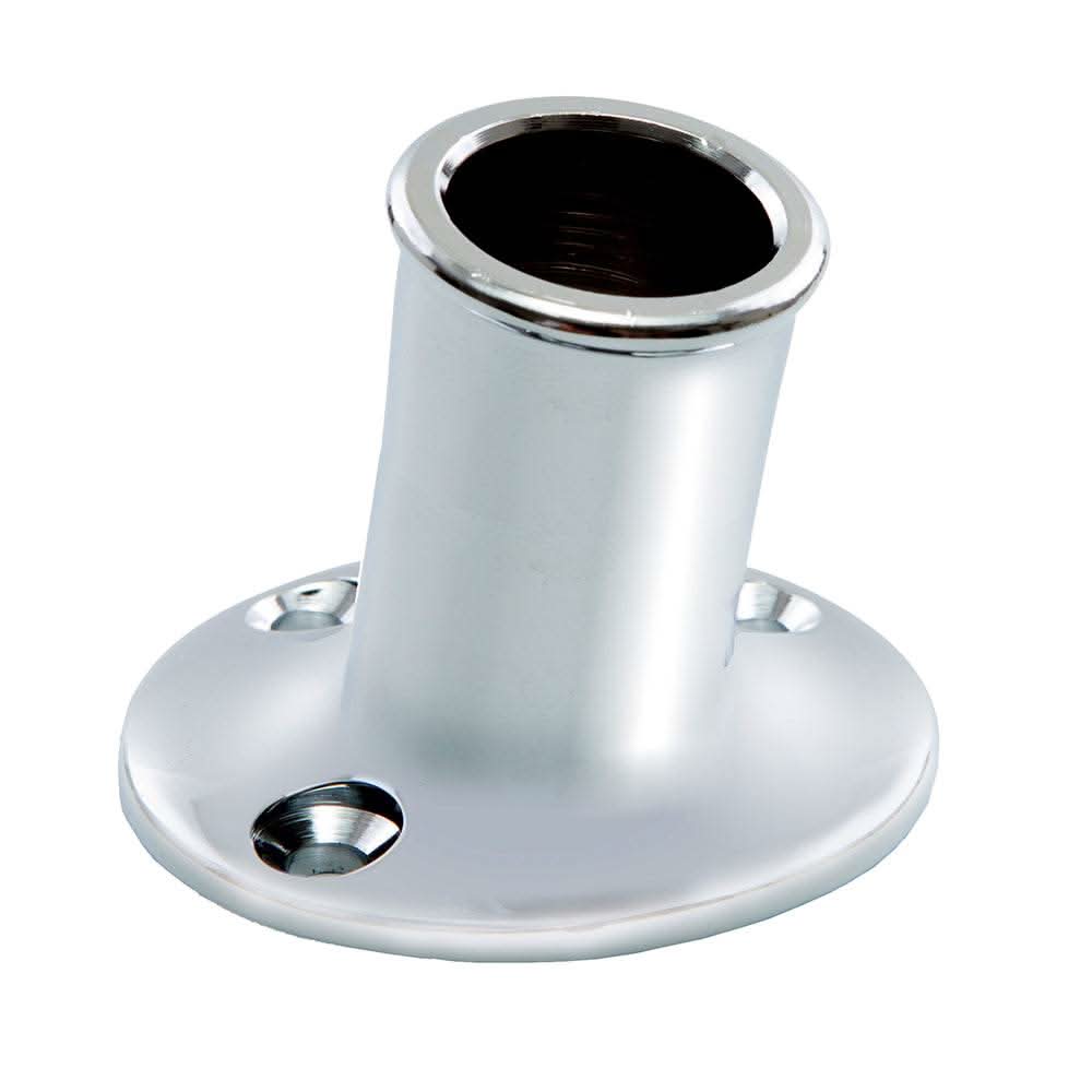 Whitecap top-mounted flag pole socket CP brass 3/4 inch ID angled mount chrome finish