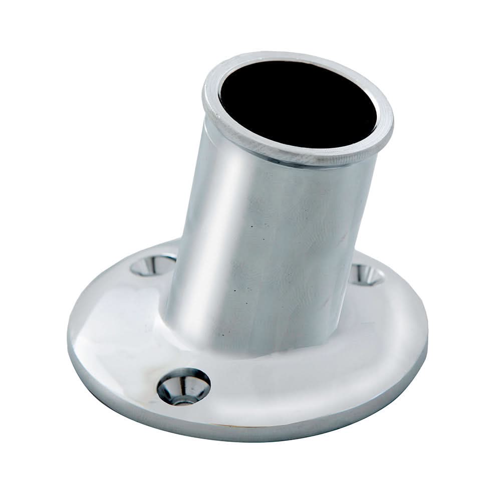 Whitecap top-mounted flag pole socket with 1-inch tube ID and brass finish
