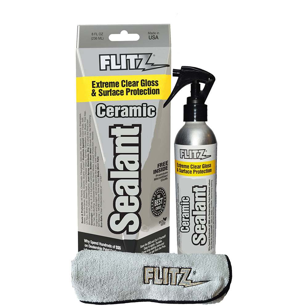 Flitz Sealant Spray Bottle 236ml with microfiber polishing cloth for ceramic surface protection and clear gloss