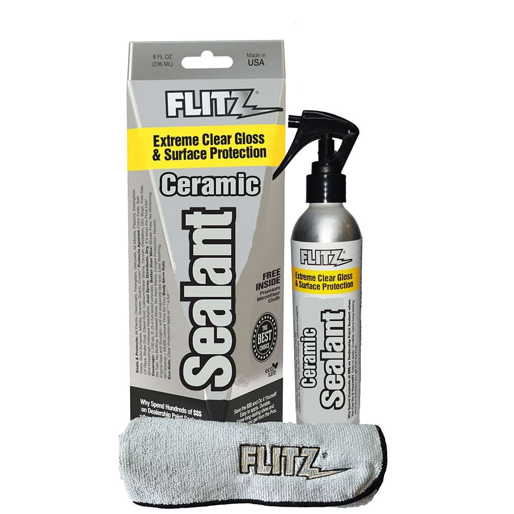 Flitz Sealant Spray Bottle 236ml with microfiber polishing cloth for ceramic surface protection and clear gloss
