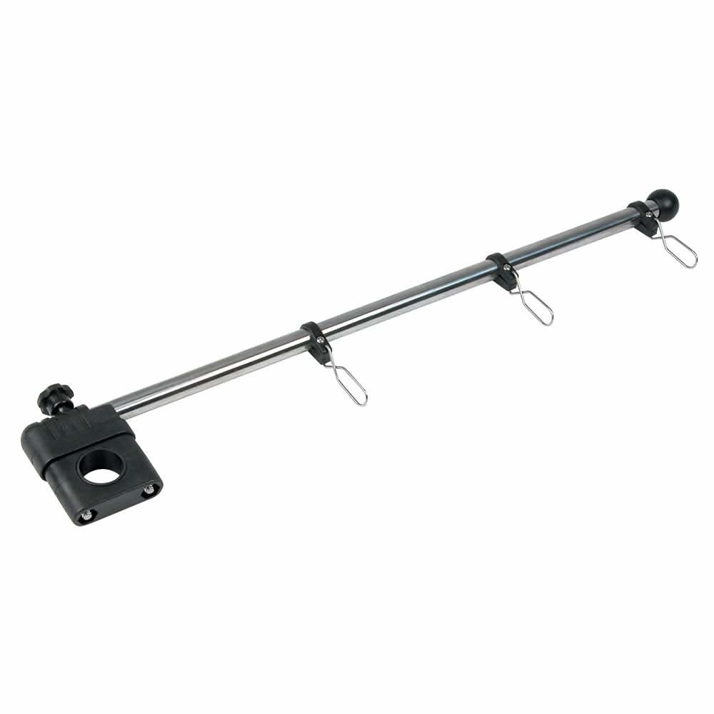 Whitecap 17 inch stainless steel rail mount flag pole with black nylon bracket and 1/2 inch diameter staff