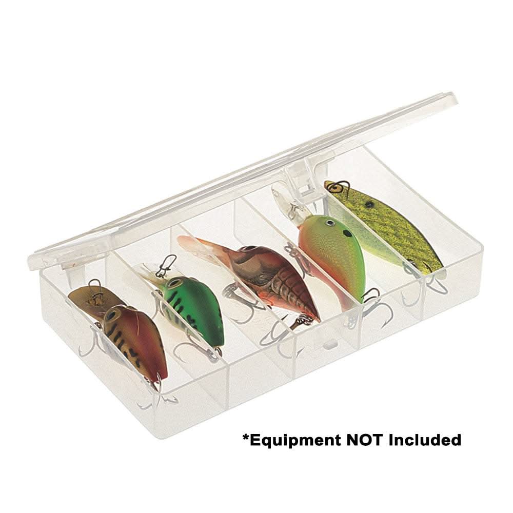 Plano Five-Compartment Stowaway 3400 clear tackle box with five fixed compartments for small crankbaits and in-line spinners