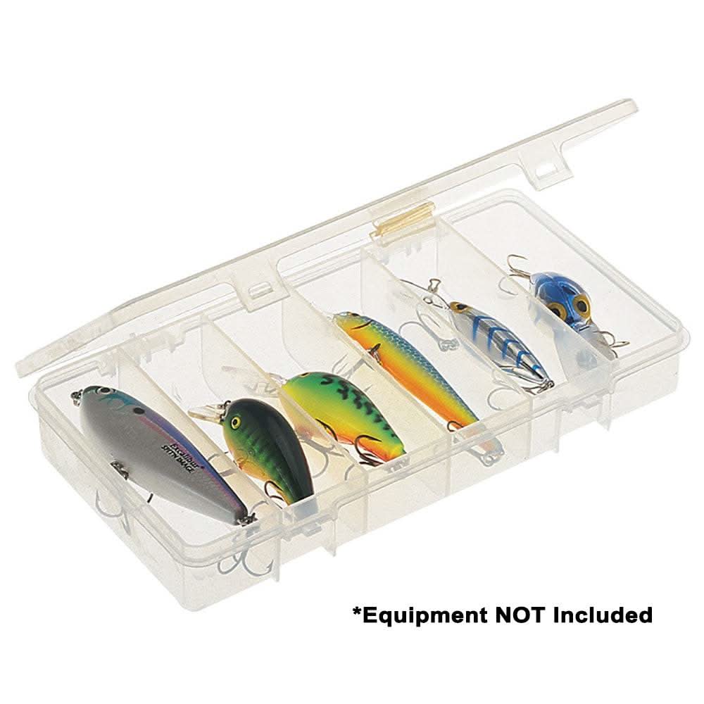 Plano Six-Compartment Stowaway clear tackle box with six fixed compartments for small fishing gear