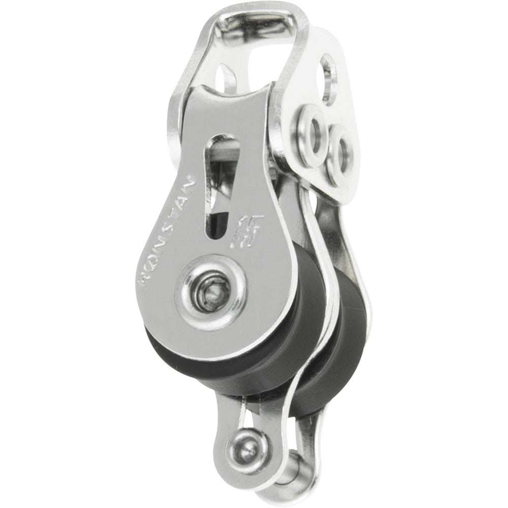 Ronstan Series 15 double ball bearing utility block with becket, stainless steel and acetal sheaves