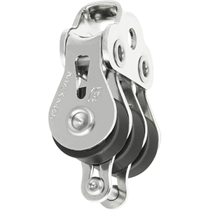 Ronstan Series 15 ball bearing triple utility block with becket and loop head for sailing control lines