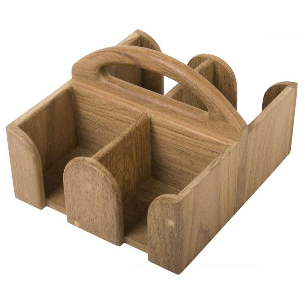 Whitecap Teak 4-mug holder with handle and cutouts for coffee mug handles