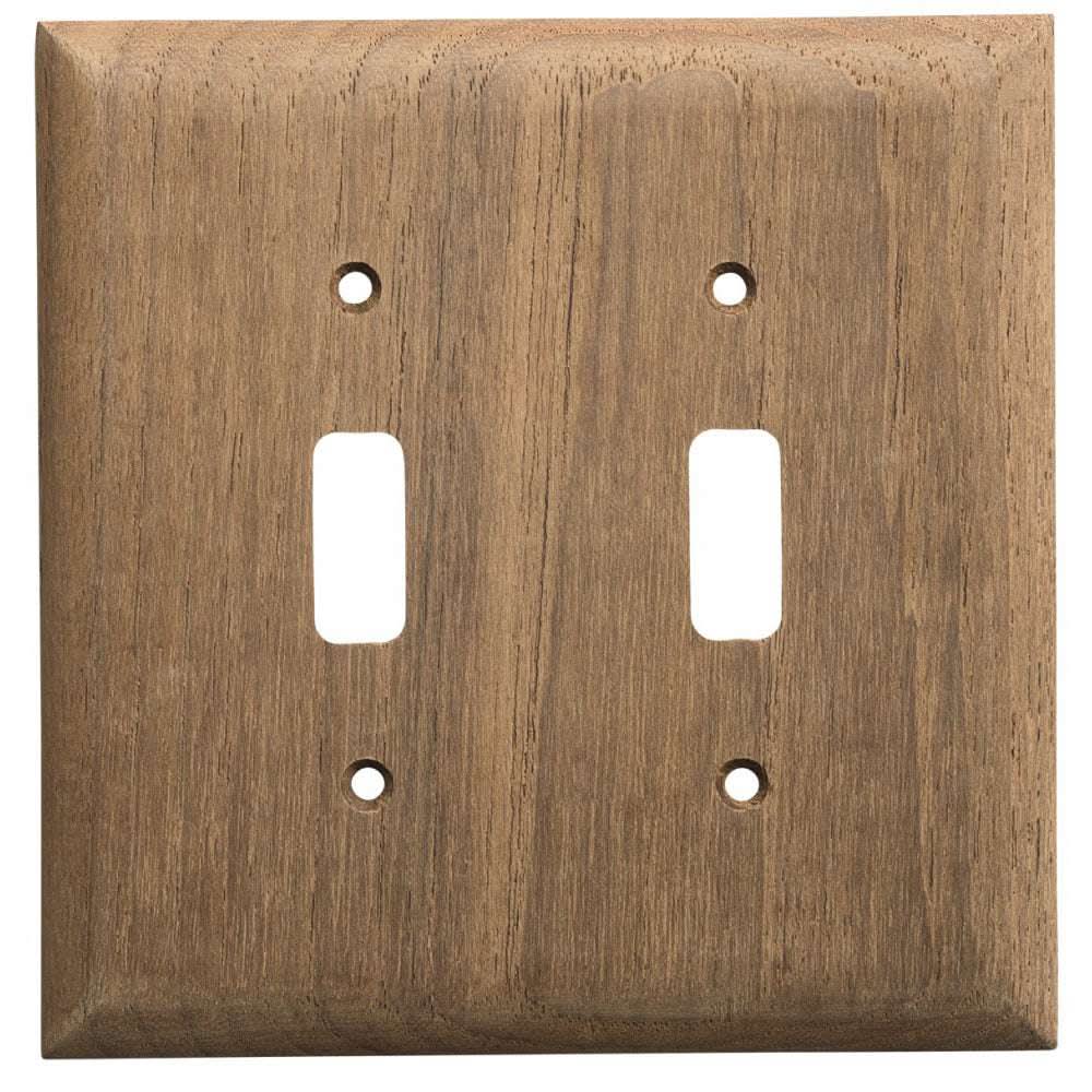 Whitecap Teak wooden 2-toggle switch receptacle cover plate 4-15/16x5 inches