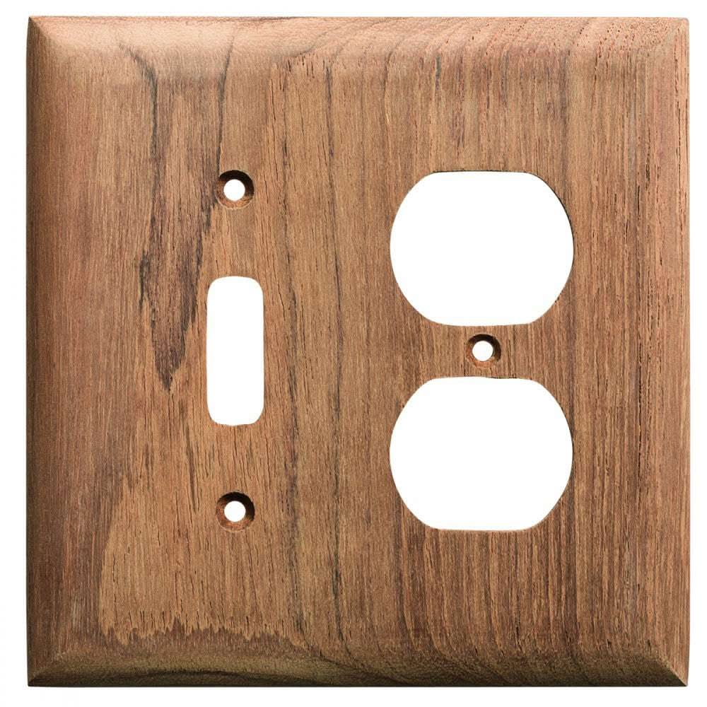 Whitecap teak toggle switch duplex receptacle cover plate 2-pack wood finish