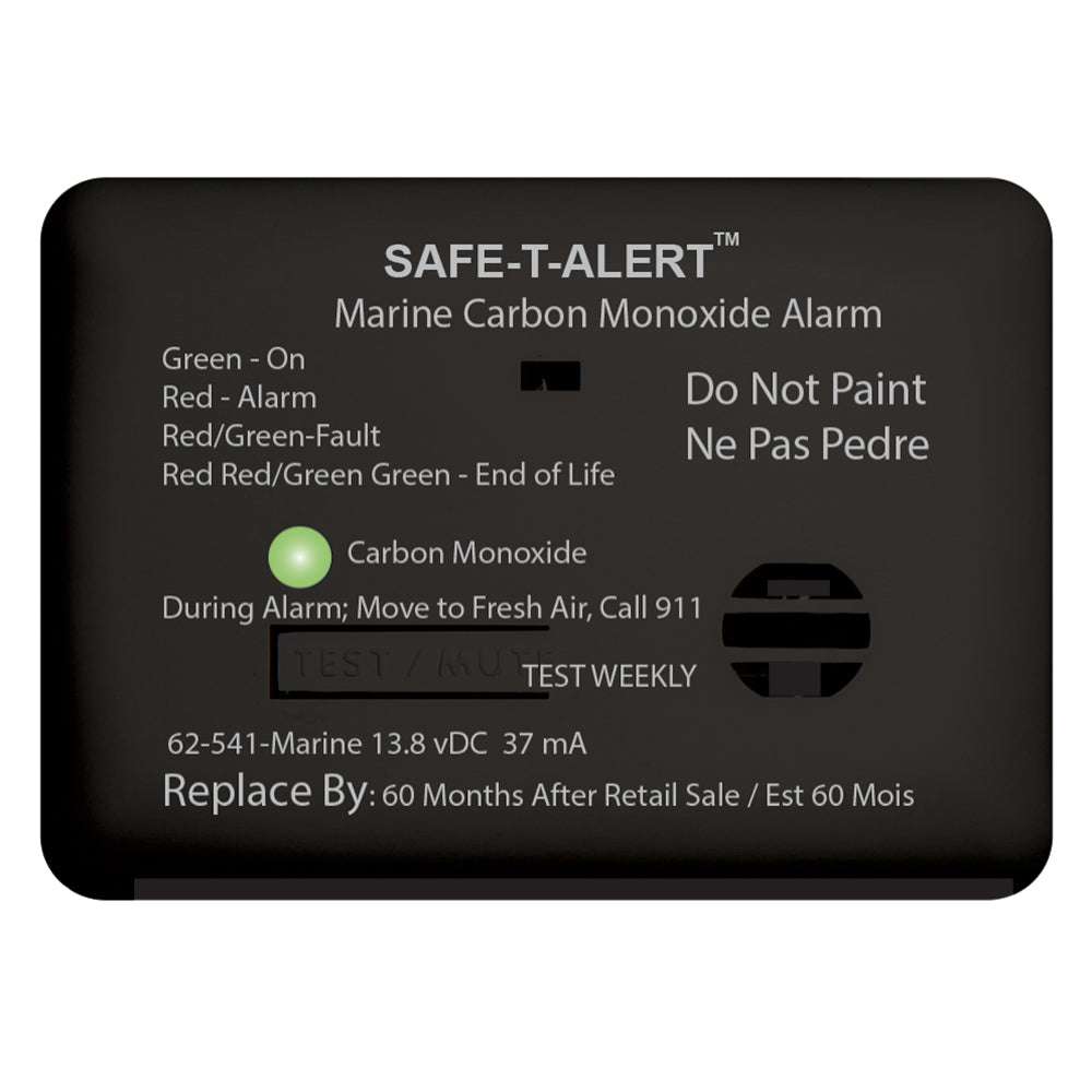 Safe-T-Alert 62 Series black marine carbon monoxide alarm with relay and surface mount design