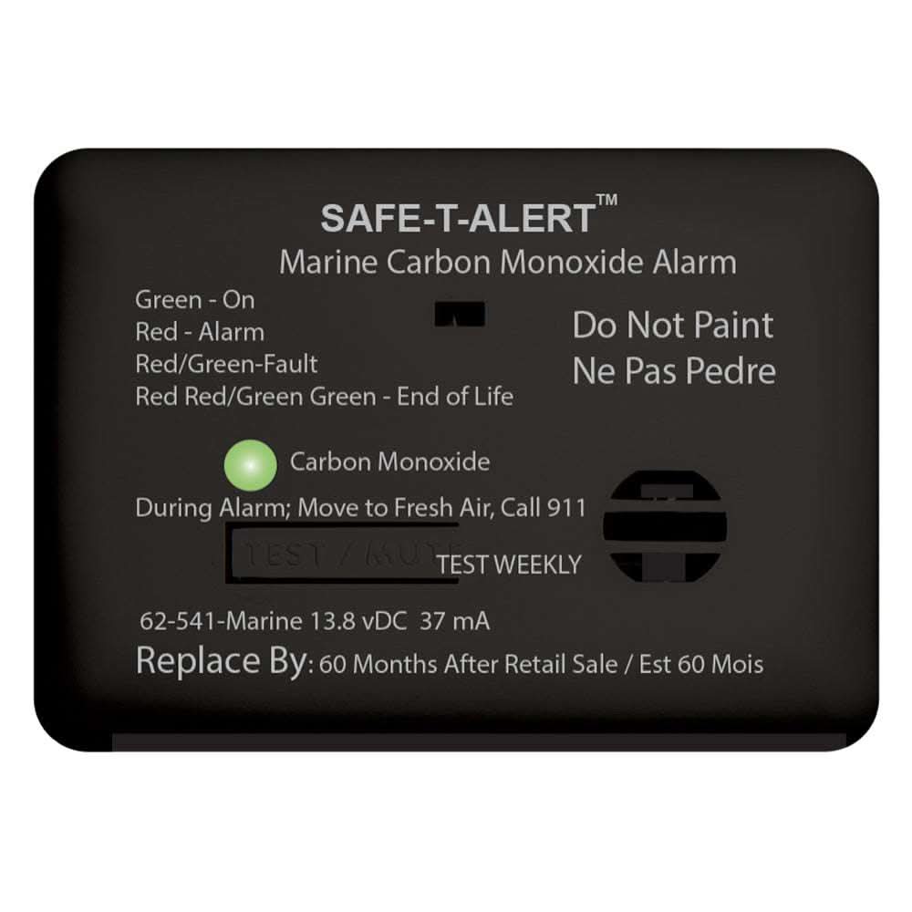 Safe-T-Alert 62 Series black marine carbon monoxide alarm with relay and surface mount design
