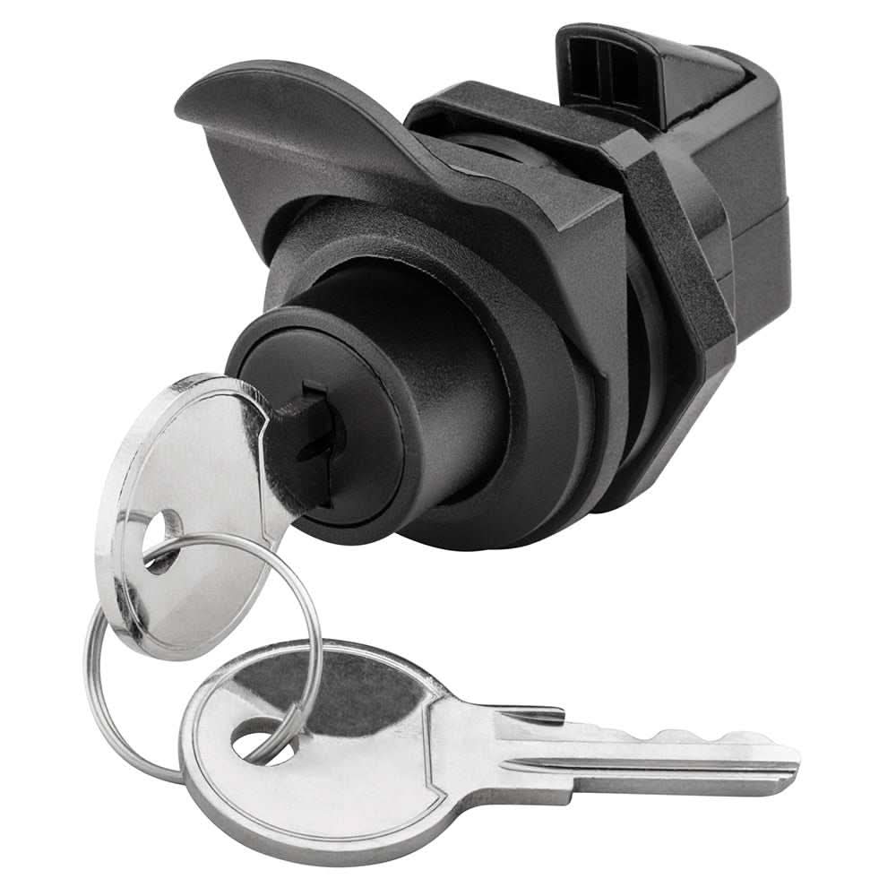 Whitecap locking push button latch with keys for secure door or hatch closure