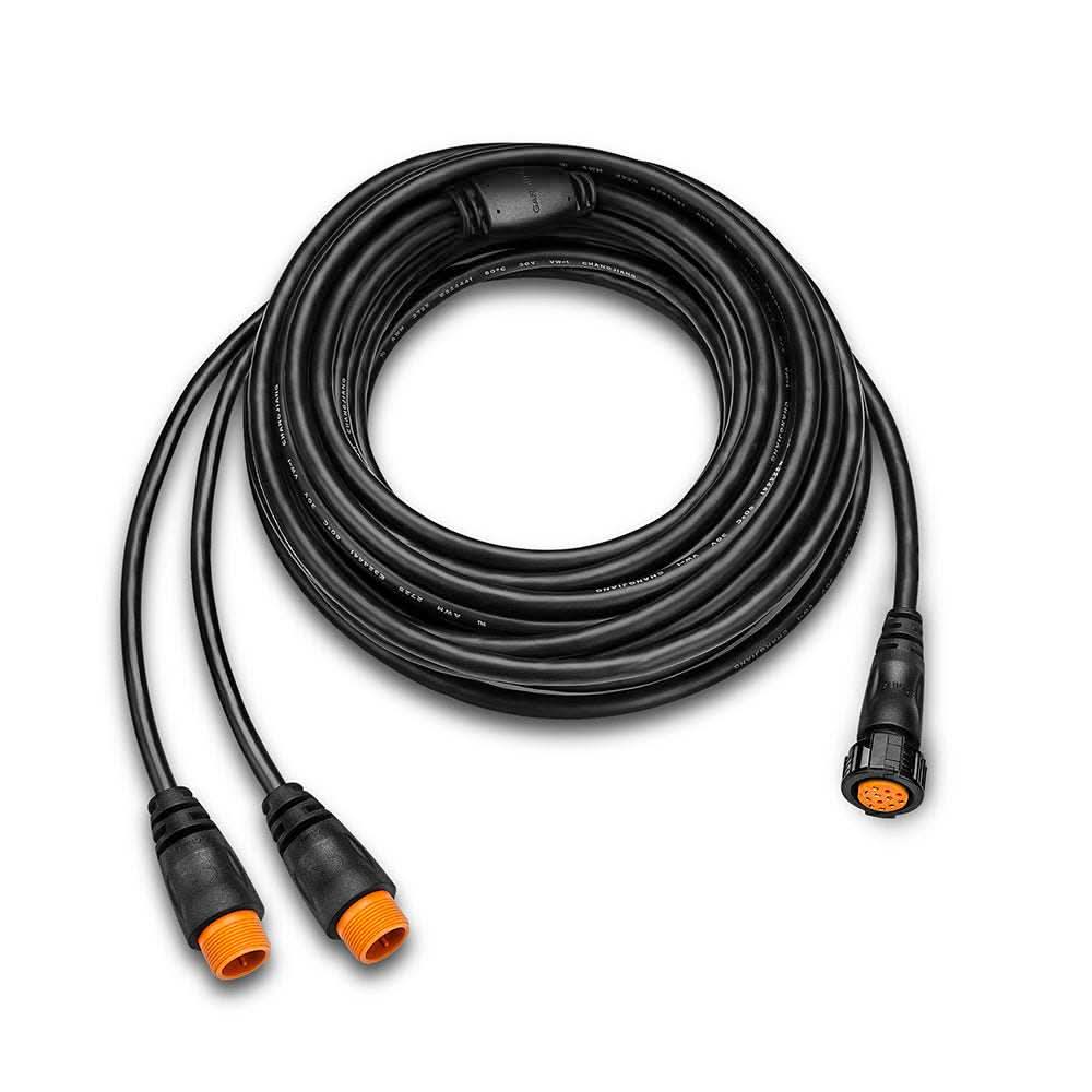 Garmin 12-Pin transducer Y-cable for sonar unit with two connectors and 10-meter length