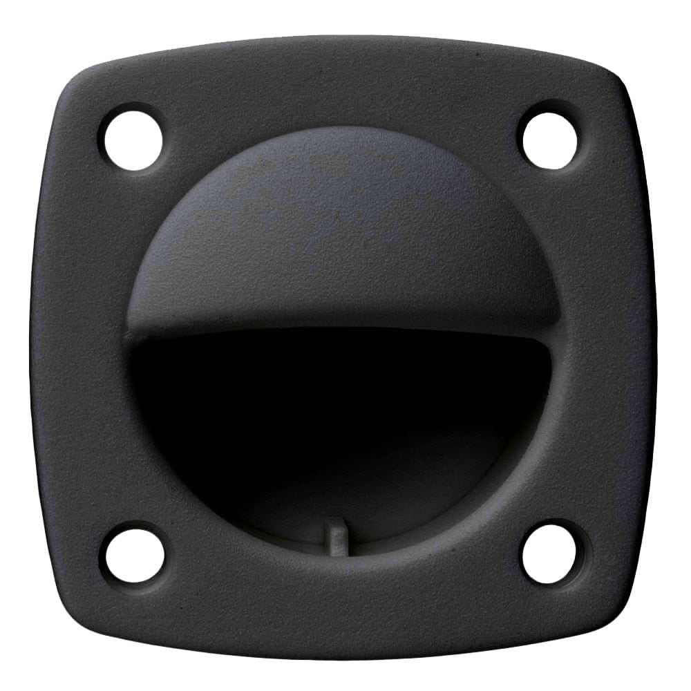 Whitecap Nylon Flush Pull Small Black 2-1/4 inch square recessed handle with four mounting holes