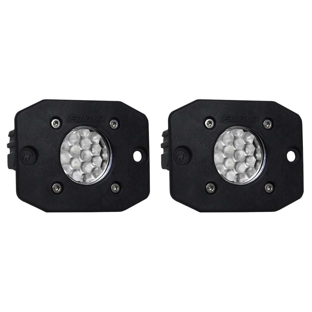 Rigid Industries Ignite Flush Mount Flood backup LED lights in black, compact powerful 1000 lumens pair
