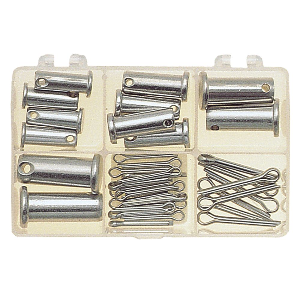 C. Sherman Johnson Large Boat Kit with various clevis and stainless steel cotter pins in a compartmentalized case