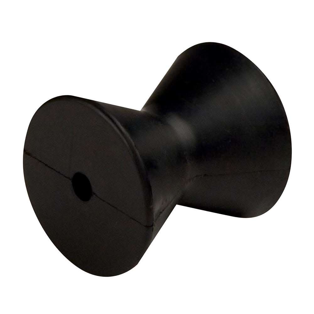 C.E. Smith black natural rubber bow roller 4 inch diameter 3-3/4 inch wide with 1/2 inch shaft