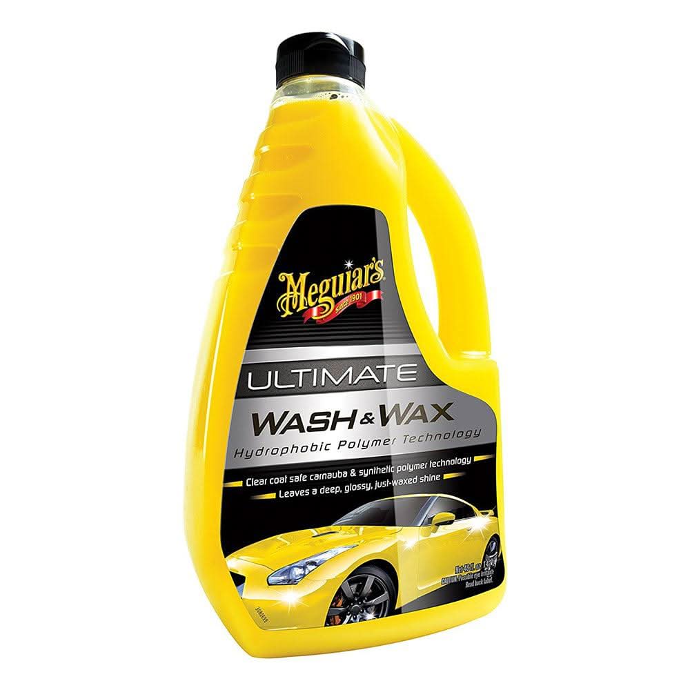 Meguiar feets Ultimate Wash & Wax 1.4L bottle for car cleaning and shine enhancement