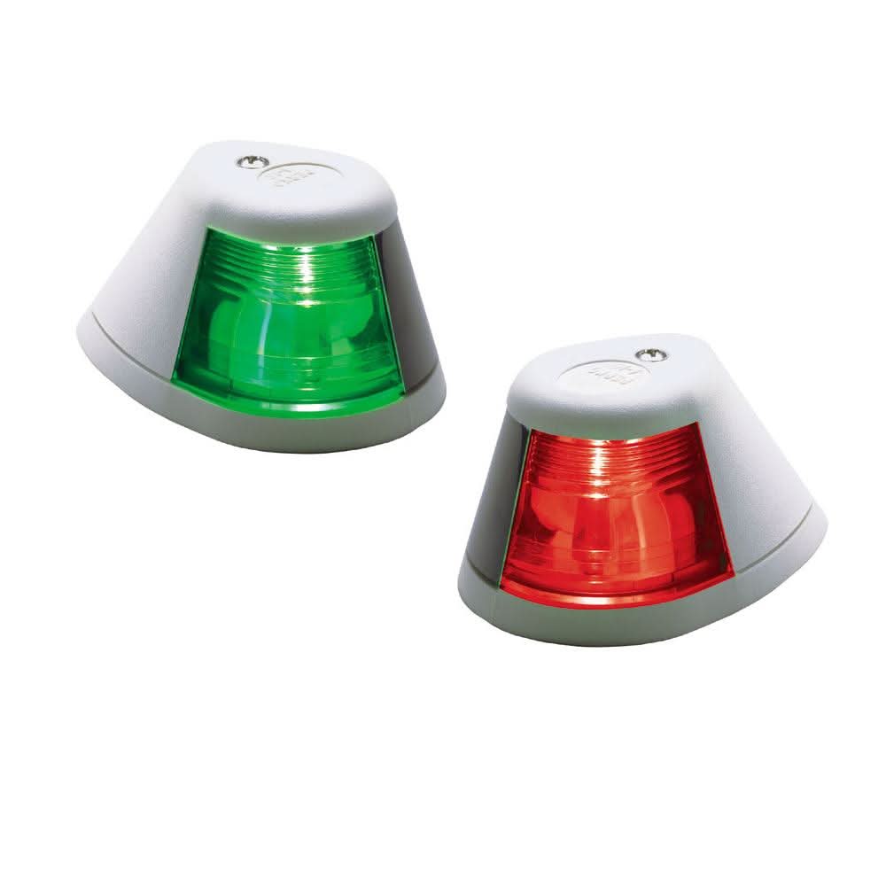 Perko 12V side lights pair with white horizontal mount, green and red lens, for boats under 20 meters