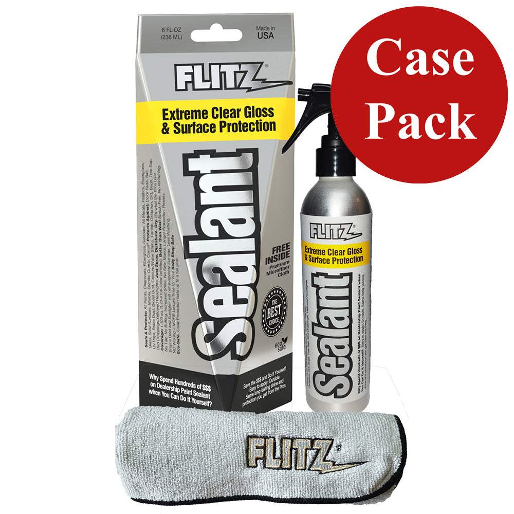 Flitz Sealant Spray Bottle 236ml with Microfiber Cloth case pack for surface protection and clear gloss
