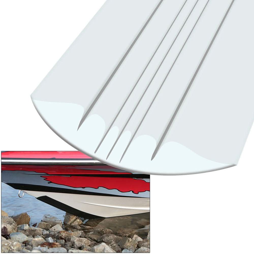Megaware KeelGuard 4-foot white keel protector for boats with abrasion-resistant design and contoured edges to prevent damage from sand, rocks, and ramps.
