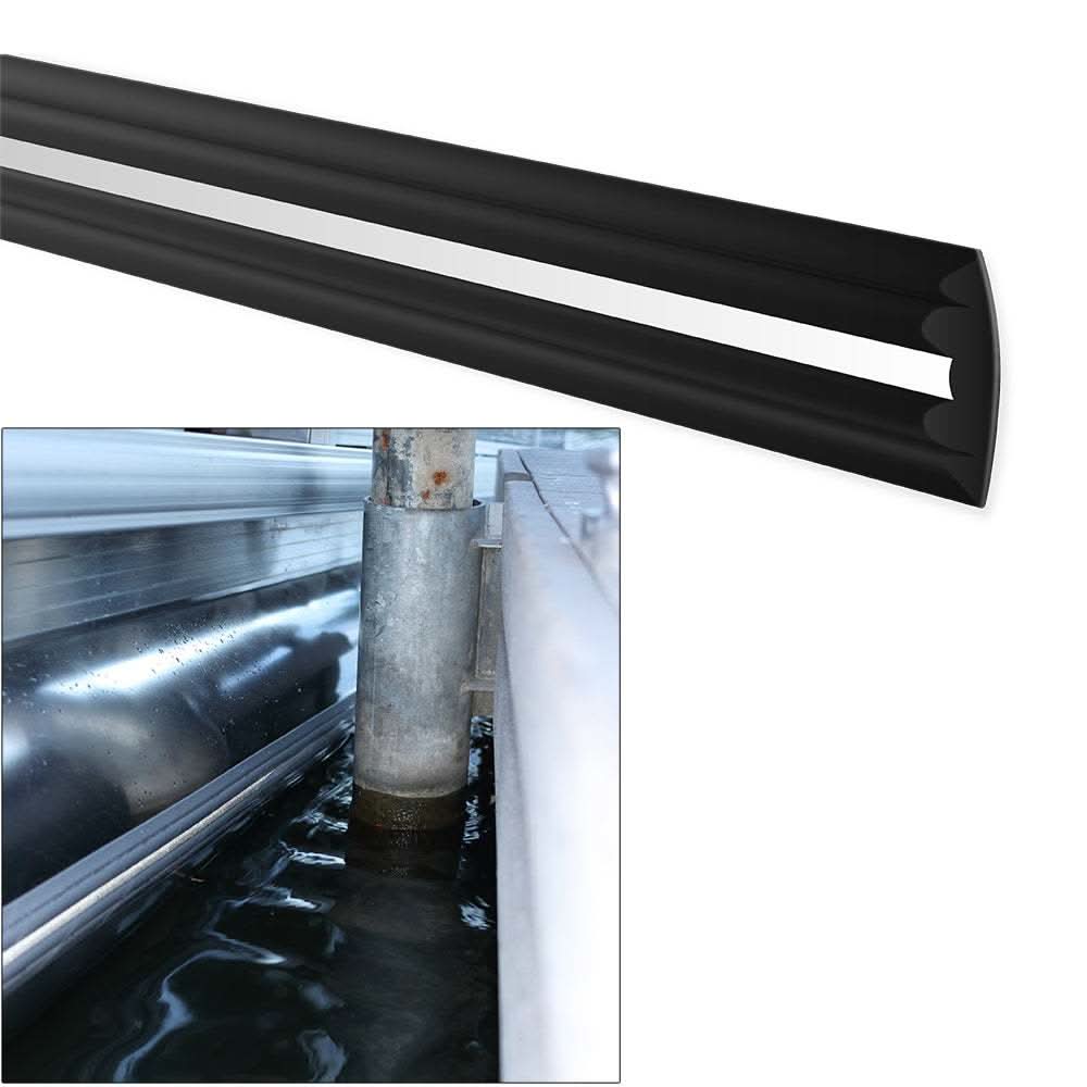 Megaware PontoonGuard 32' Kit black pontoon side guard with 3M reflective strip for boat protection and visibility
