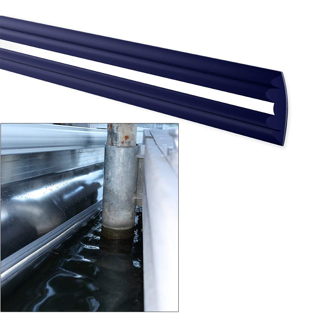 Blue Megaware PontoonGuard 32-foot kit with two 16-foot guards protecting pontoon from docks and obstacles