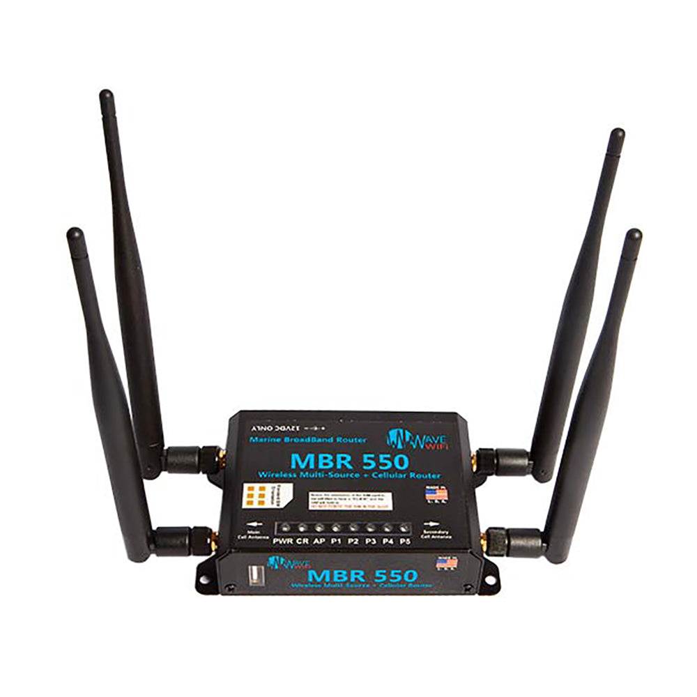 Wave WiFi MBR 550 marine broadband router with cellular SIM slot and dual antennas