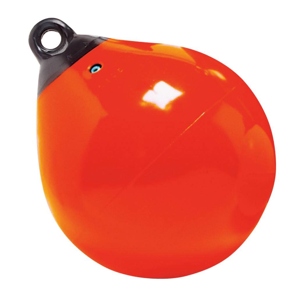 Taylor Made 9" Tuff End orange inflatable vinyl buoy with heavy duty seamless construction and large line hole