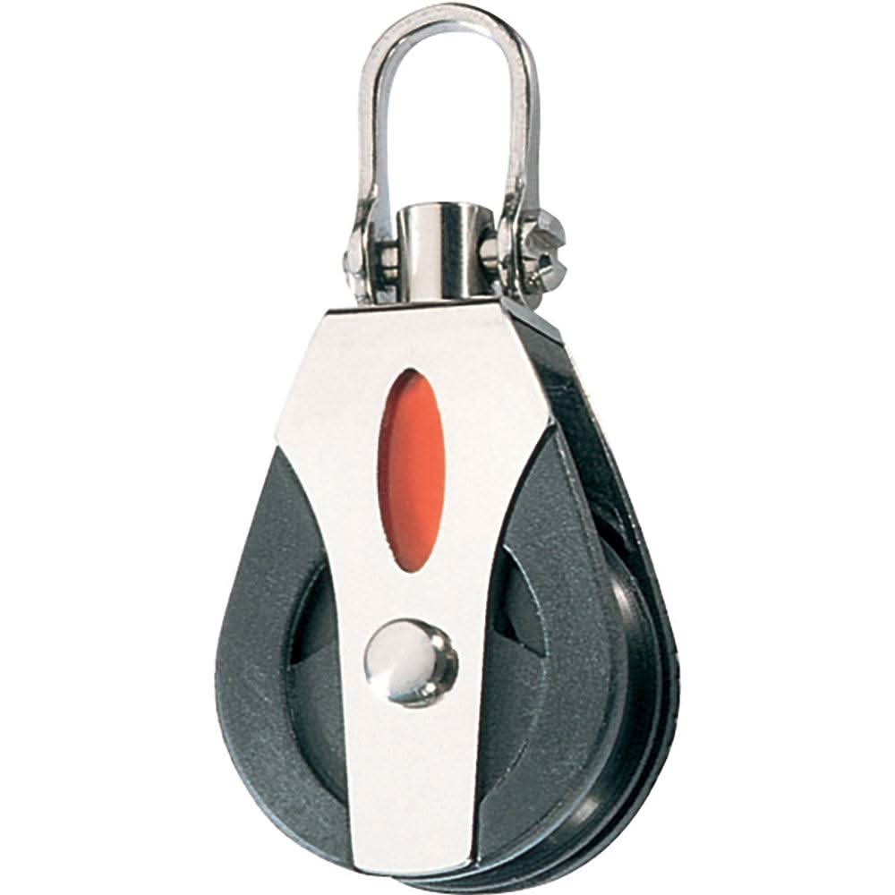 Ronstan Series 30 Utility Ball Bearing Block with swivel shackle head for sailing rigging.