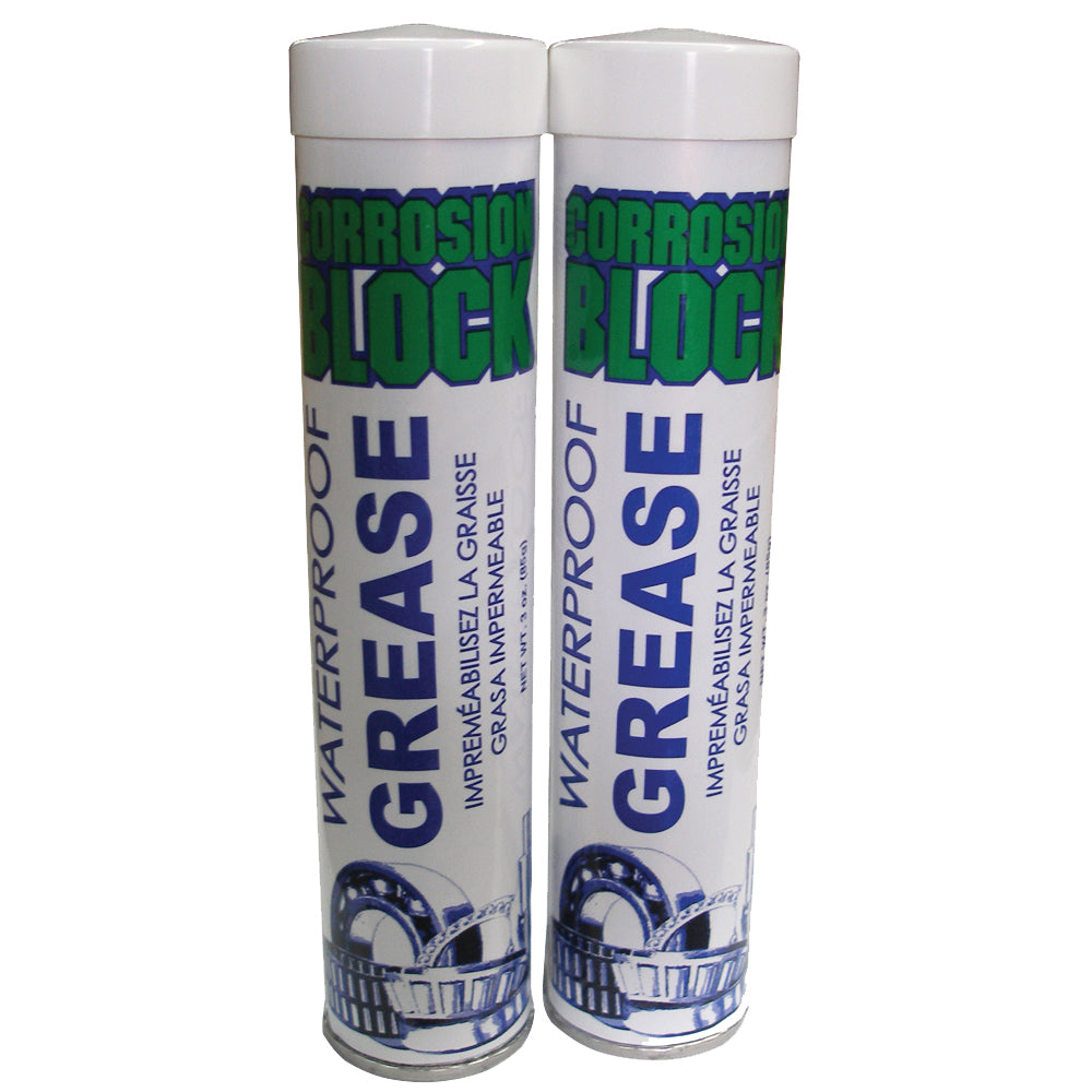 Corrosion Block High Performance Waterproof Grease - (2) 3oz Cartridges - Non-Hazmat, Non-Flammable  Non-Toxic - 25003