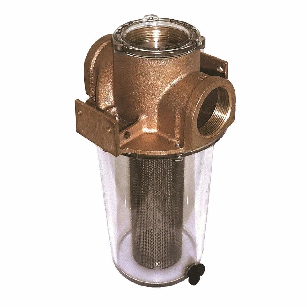 GROCO ARG-500 Series 1/2 inch raw water strainer with stainless steel basket and bronze head casting