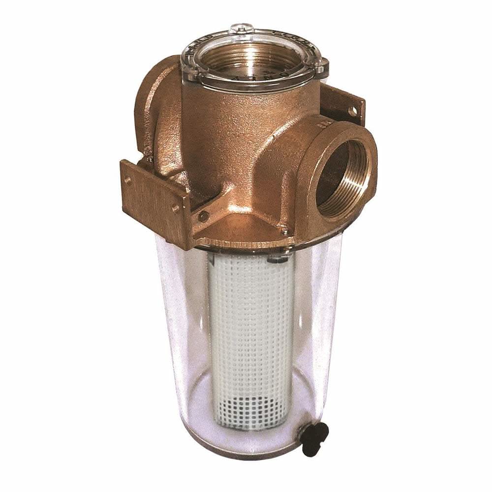 GROCO ARG-1500 Series 1-1/2 inch raw water strainer with bronze head and non-metallic plastic basket