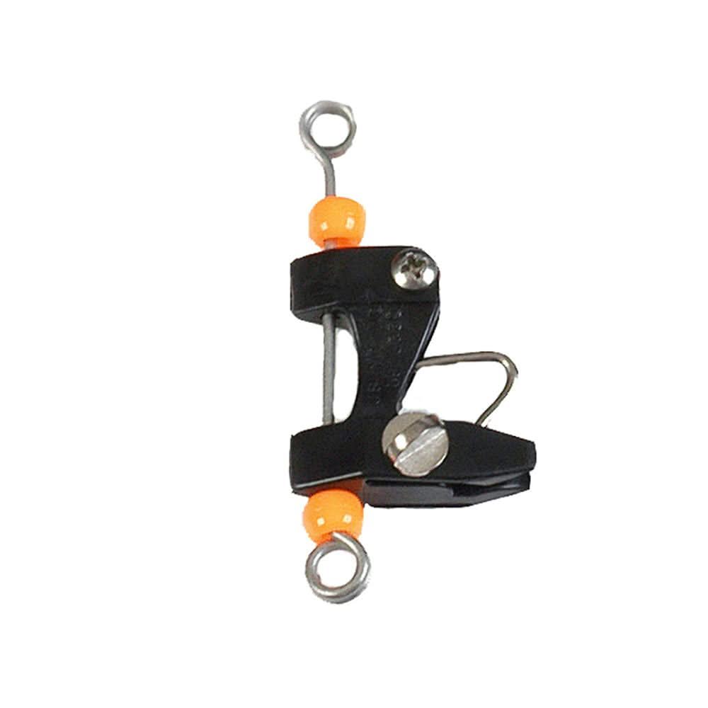Lee's Tackle Release Clip single black fishing accessory with swivel rings and orange beads