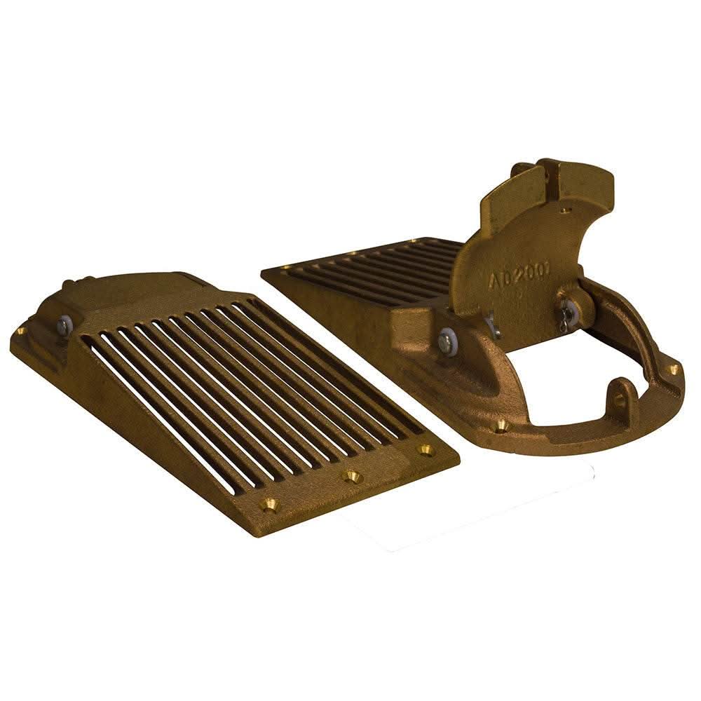 GROCO bronze slotted hull scoop strainer with access door for up to 3 inch thru hulls