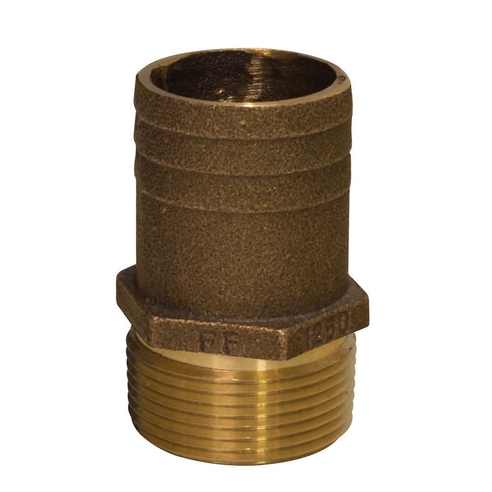 GROCO 1/2 inch NPT x 3/4 inch bronze full flow pipe to hose straight fitting FF-500