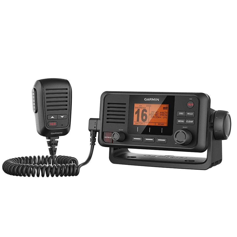 Garmin VHF 115 Marine Radio with handheld mic and digital display for marine communication